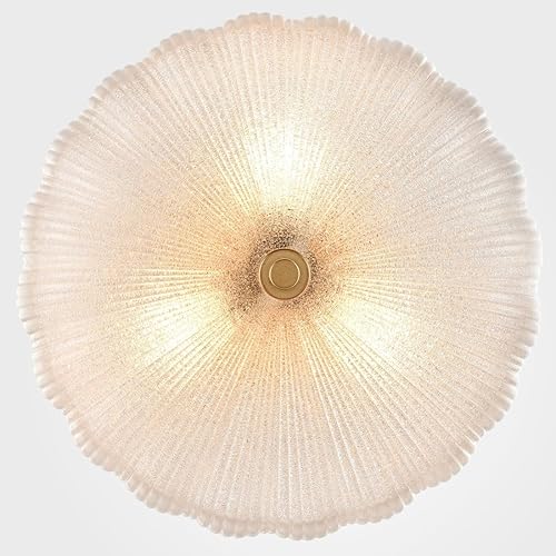 Miniatura 3 de DIRYZON Moderna lámpara de techo de 3 luces, lámparas de techo de latón para pasillo, lámpara de techo semiempotrada con vidrio de arena fina de 12
