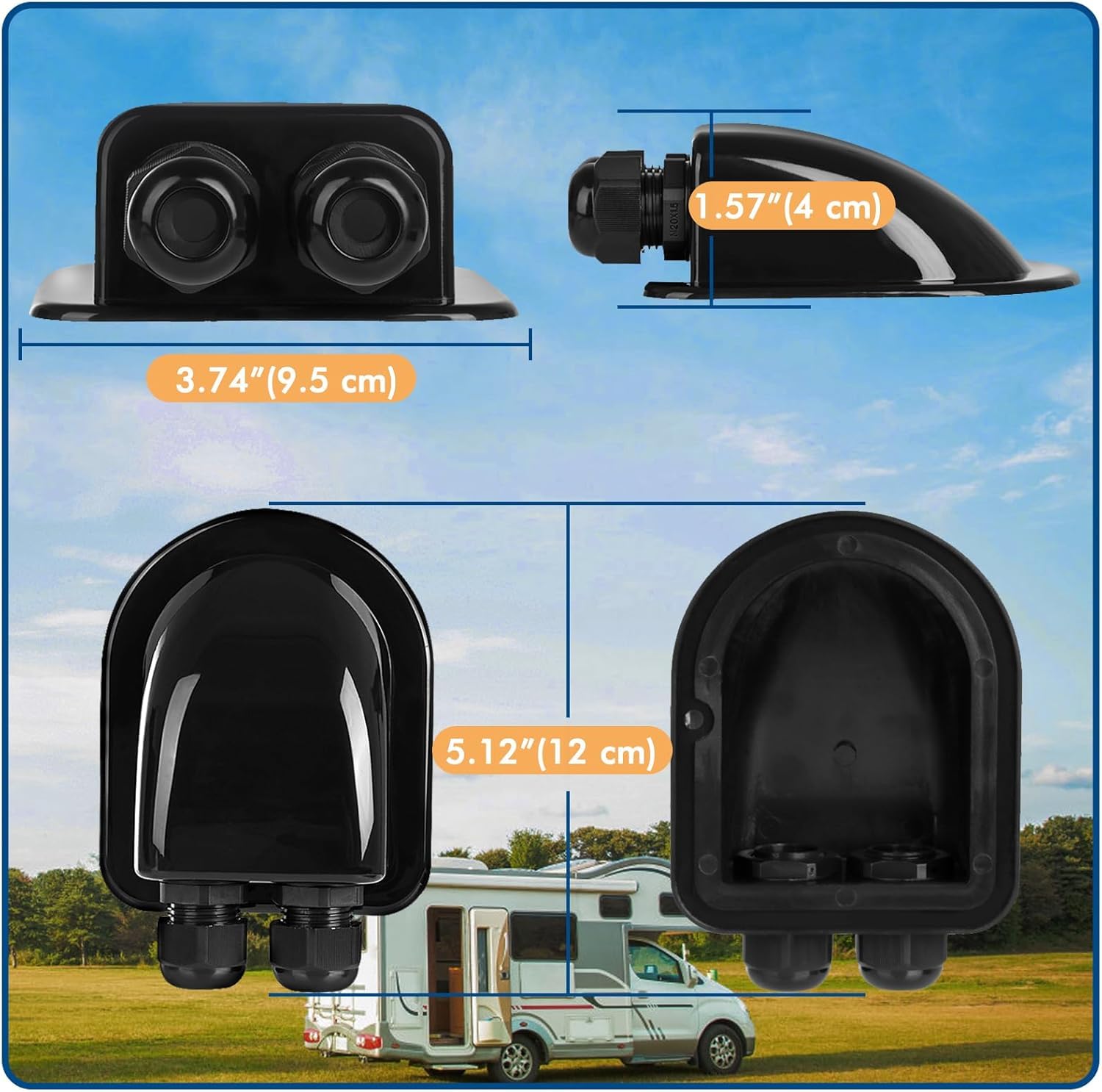 GTIWUNG Passacavo Solare Doppio Ingresso Impermeabile IP68 ABS 2 Pezzi