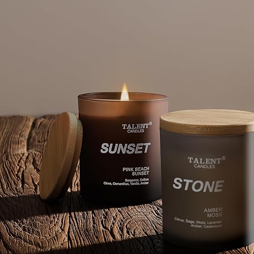 Miniatura 5 de Velas aromáticas para el hogar, cera de soja natural, vela perfumada para aliviar el estrés y relajación, puesta de sol de playa rosa, tarro