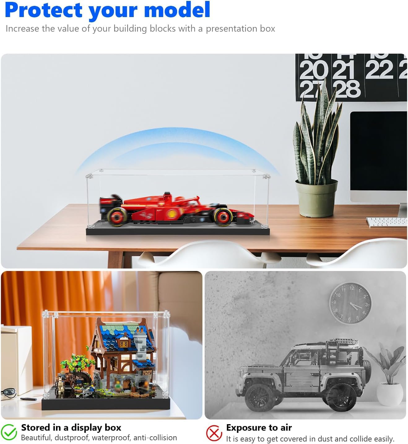 Vitrine in acrilico per Lego Speed Champions Ferrari SF-24 F1 Formula 1 77242 - Protezione antipolvere - 22 x 11 x 8 cm