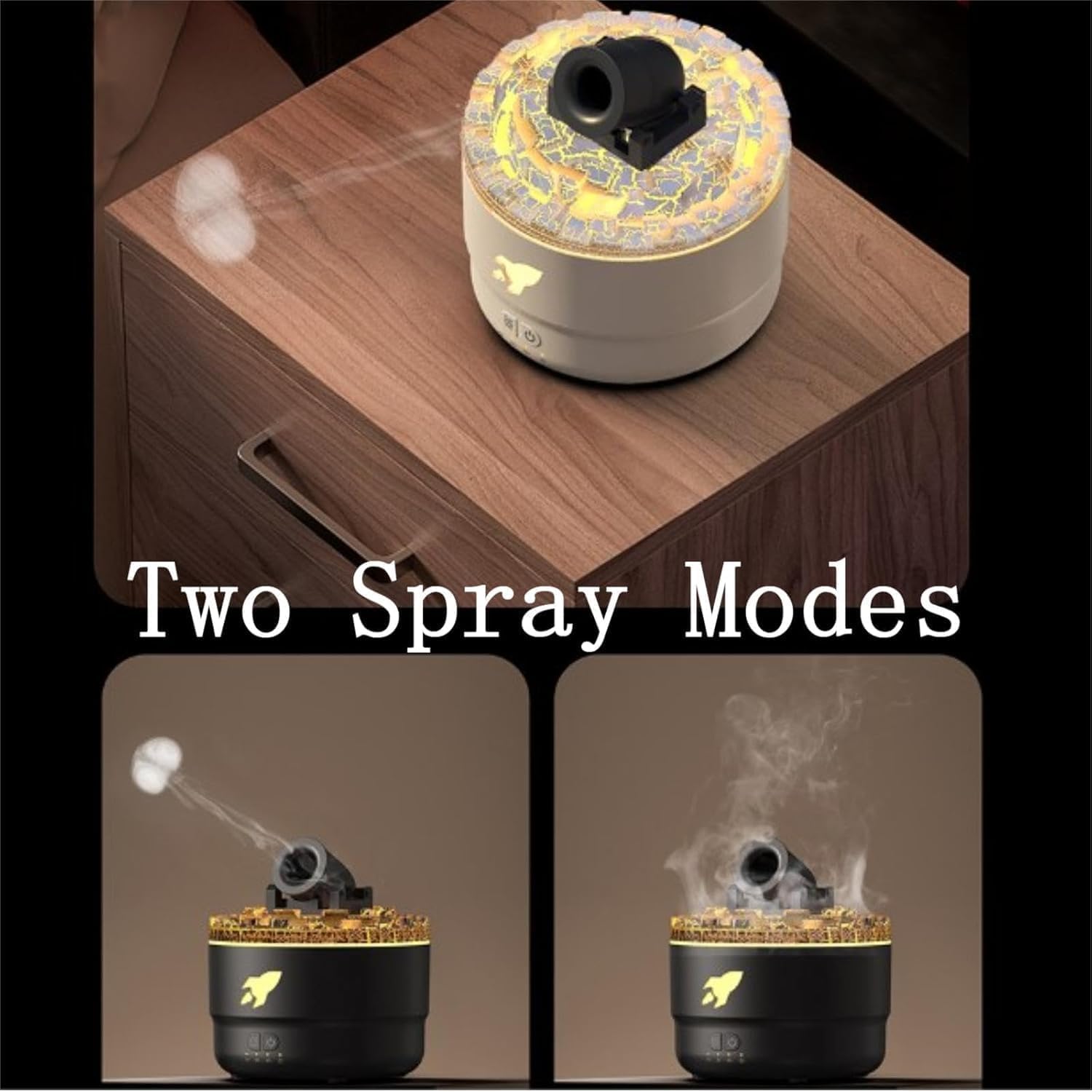 Cannon Blast Aroma Humidifier, Turret Aromatherapy Diffusore Silenzioso, LED per Camera da Letto, Spegnimento Automatico Senz'acqua per Casa, Ufficio (Nero)