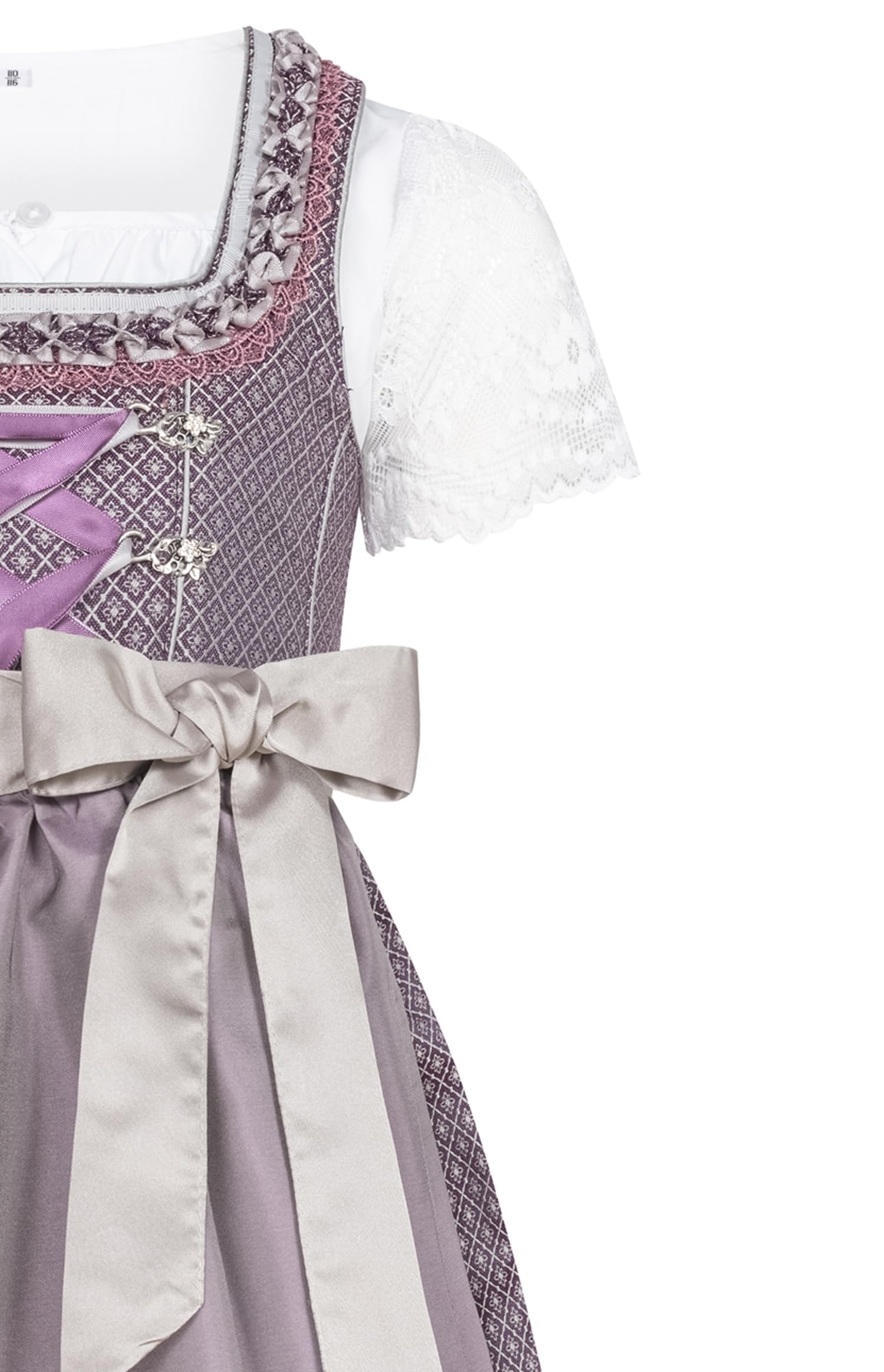 Nübler Dirndl Mädchen - 3 teiliges Set Dirndl Kleid mit Trachtenbluse und Schürze traditionell - Moderne bayrische Tracht, Gavrila in Aubergine