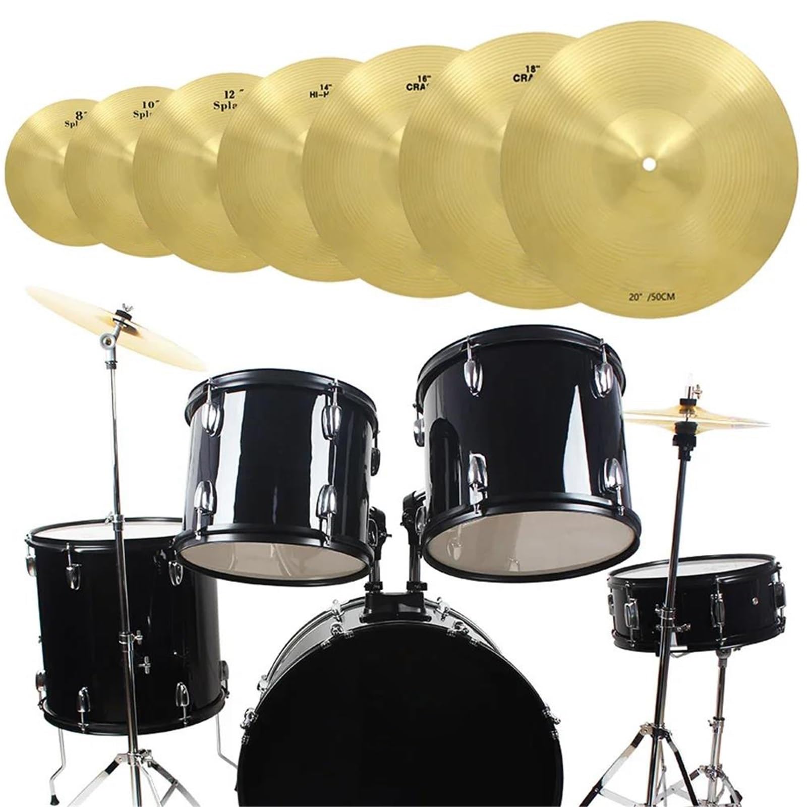 Profesjonalna Talerz Zestaw Perkusyjny Talerze 8 10 12 14 16 18 Cali Mosiądz Splash Crash Hi Hat Akcesoria Do Instrumentów Perkusyjnych(10 inch)