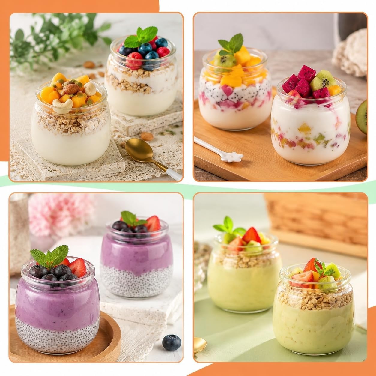 40 Pack Mini Glass Jars,Yogurt Jars With Cork Lids,Lids and Labels