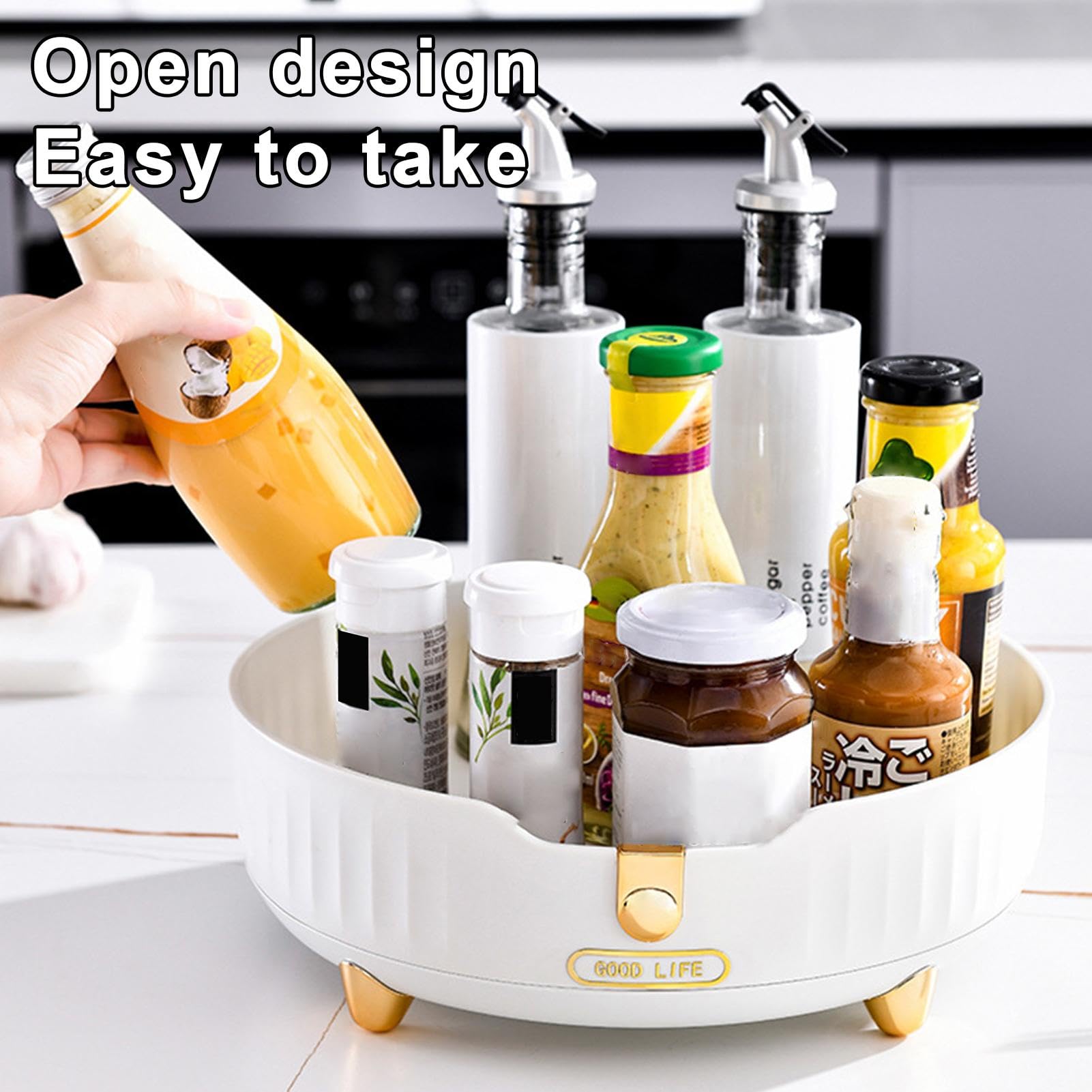 Draaiplateau, koelkastorganizer, set, draaiplateau, organizer, keuken, draaibaar kruidenrek, 2 stuks, rond, kruidenorganizer, keukenkast, organizer, multifunctionele keukenorganizer, opslag (helder
