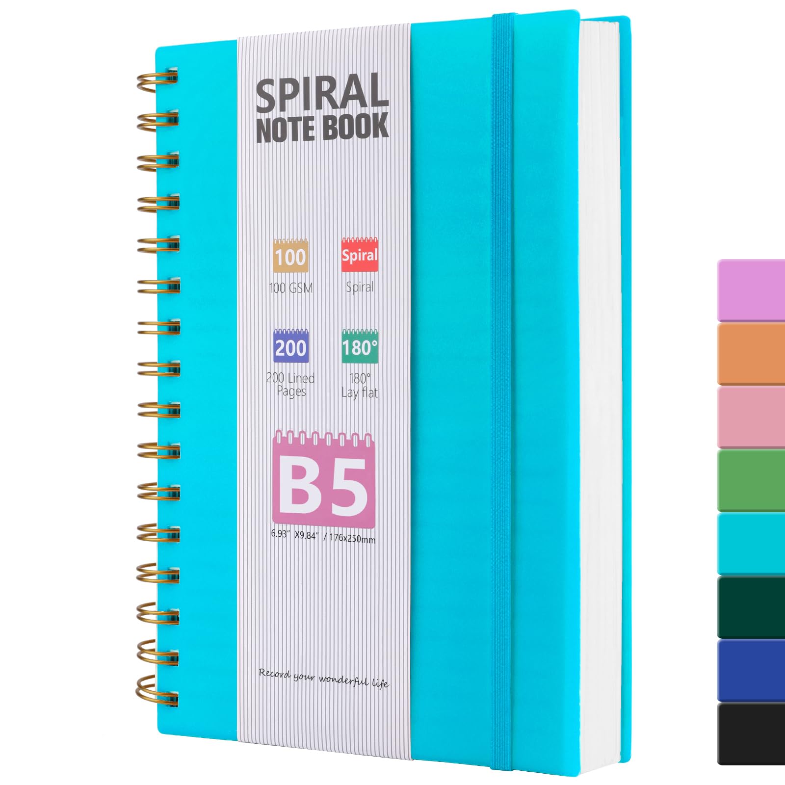 HIJYOO B5 Journal Notebook, 100GSM 200 Pages B5 Notepad Wirebound Notebooks for Women/Men, PVC Waterproof Cover Note Book with Lined Paper, Notepad for Work Office School Supplies,18 x 25 cm-Blue
