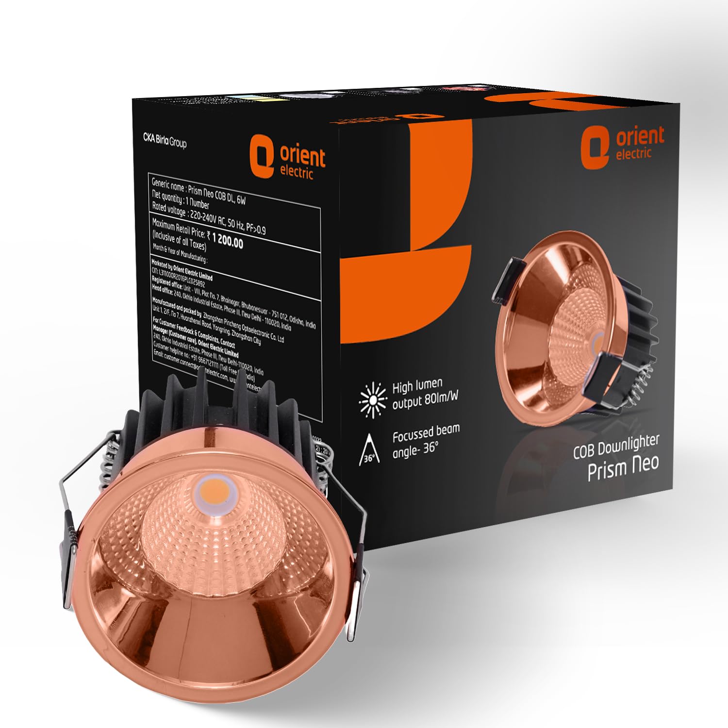 Orient Electric 6W Prism COB| Wide Voltage Operation | Ceiling Light | 3000K | Rose Gold Reflector | Pack of 1-image-46