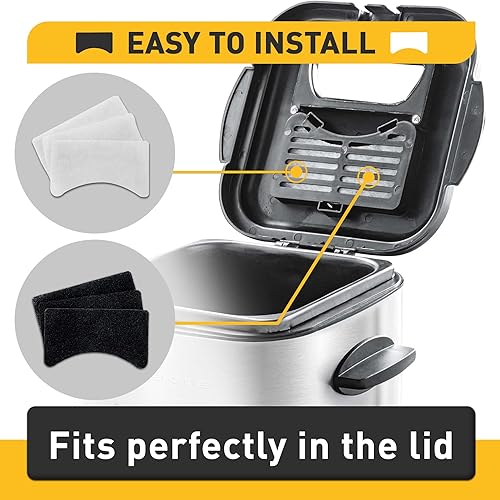 Miniatura 3 de 6 paquetes de filtros de repuesto de vapor de carbón y aceite, compatible con freidora eléctrica de 1.5 litros, blanco y negro, 12 piezas en total