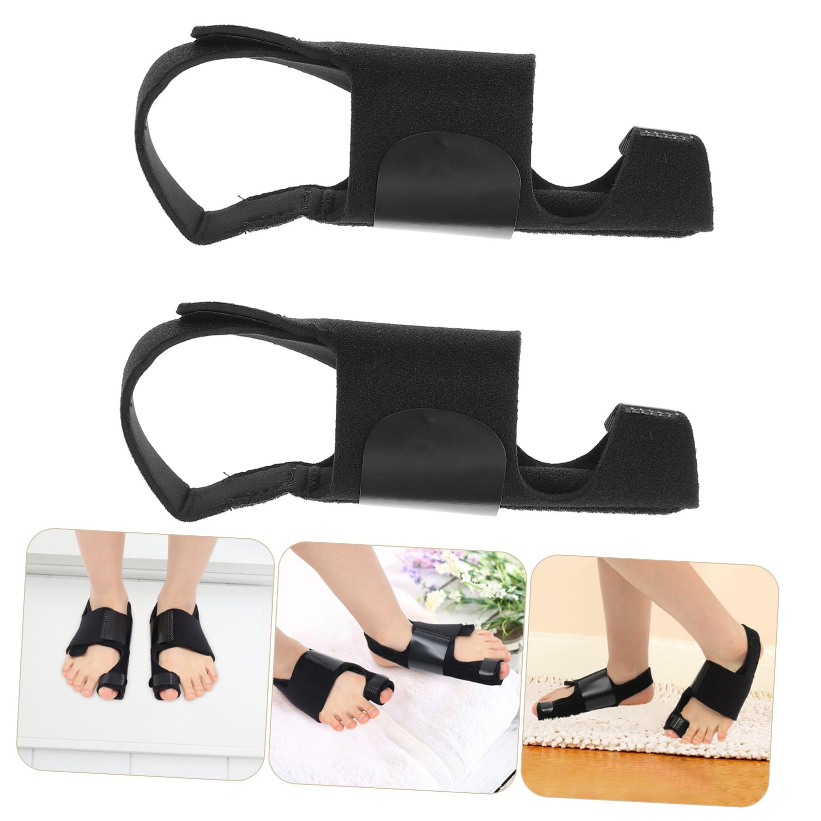 SAFIGLE 1 Pair Reversal Device Separators Guards Thumb Bunion Brace Stabilizer Splint Spreaders Braces Spacers Adjustable Brace Black Aluminum Alloy