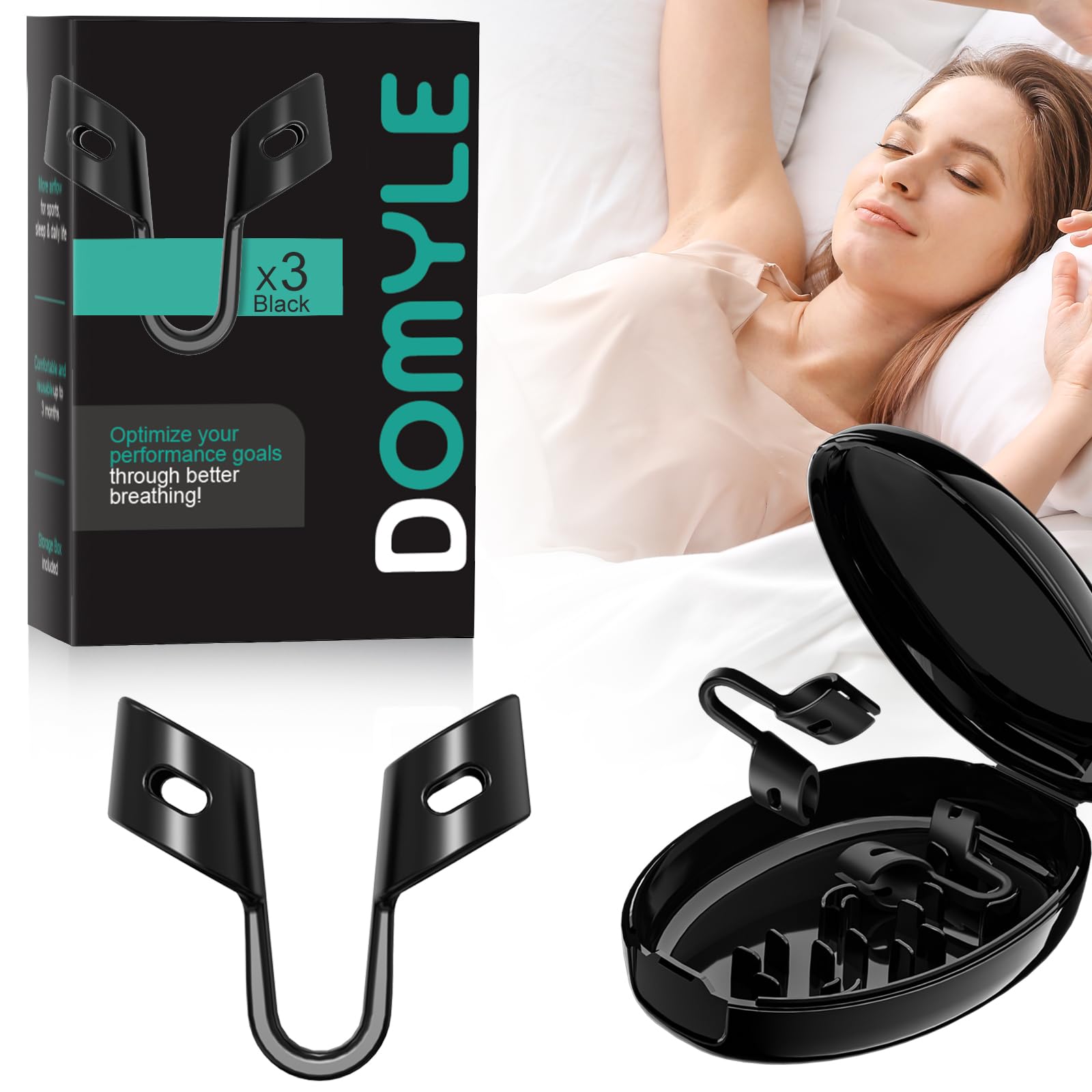 Anti Snoring Devices, Nasal Dilator for Sleeping, Effective to Relieve Snoring, for Nasal Snorers, Reusable Snoring Device to Enjoy a Peaceful Night's Sleep - 3 Pack (S/M/L)