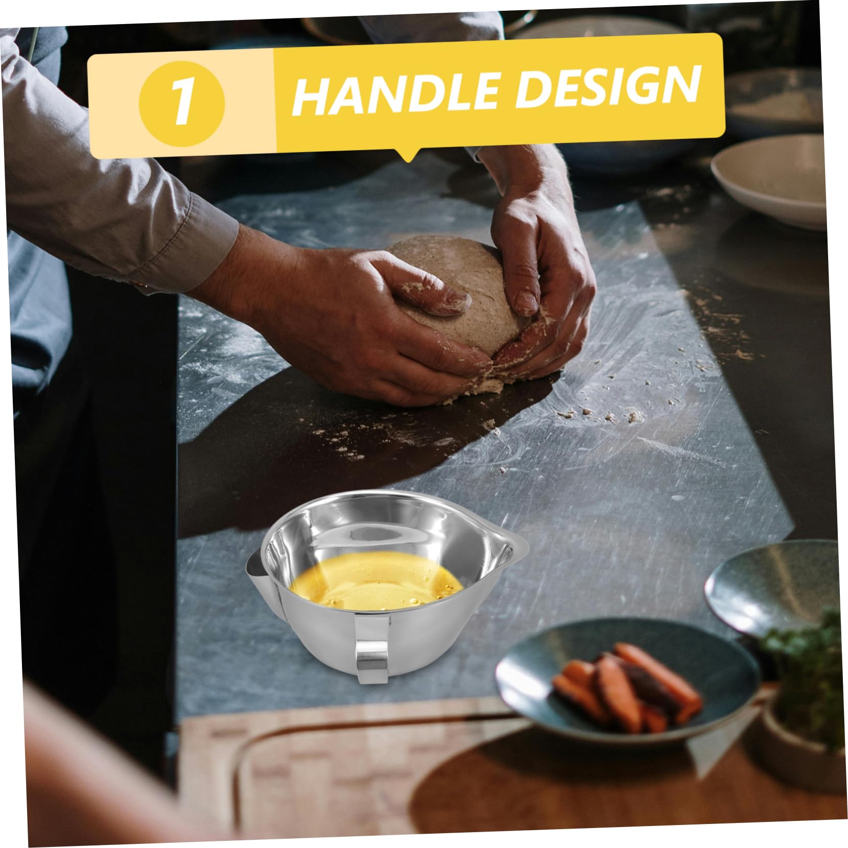 BRIGHTFUFU up Fat Oil Separator Stainless Steel Oil Strainer Cup 500ml Grease Trap Bowl Multipurpose Kitchen Tool Easy Handling