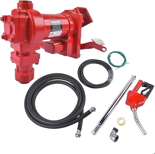 Miniatura 5 de Bomba de transferencia de combustible de 12 V 15 GPM, fusible de 50 amperios con manguera de descarga y boquilla verde automática para gasolina,