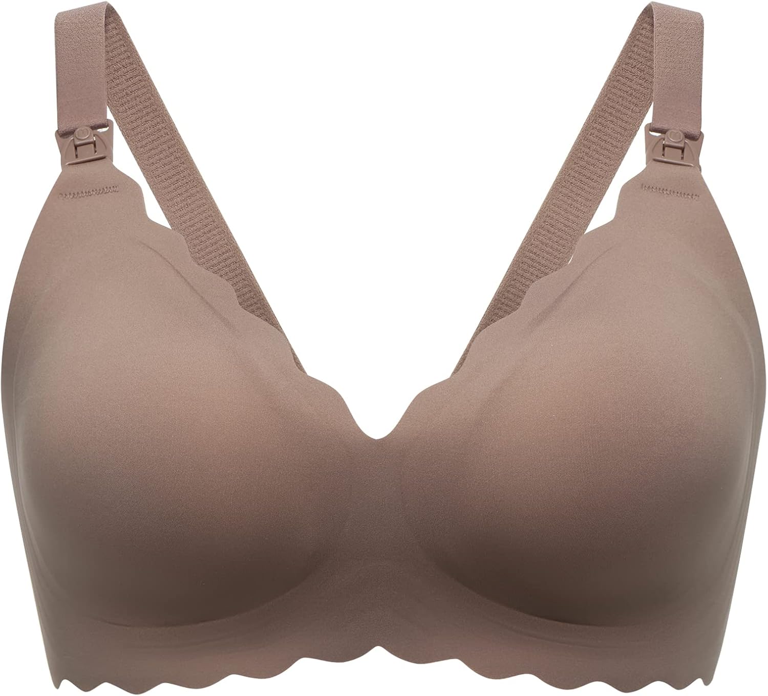 Momcozy Nursing Bras for Breastfeeding, YN46 Jelly Strip Support Comfort Maternity Bra, Seamless Soft Wirefree Pregnancy Bra Dark Brown