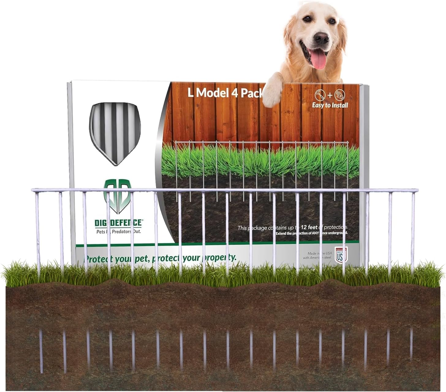Dig Defence 4 Pack No-Dig Large Animal Barrier, 10" L X 32" W