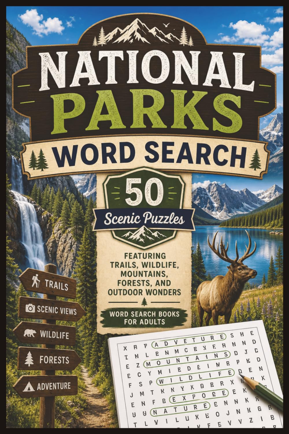 National Parks Word Search: 50 Scenic Puzzles Featuring Trails, Wildlife, Mountains, Forests, and Outdoor Wonders — Word Search Books for Adults (Word search books collection)