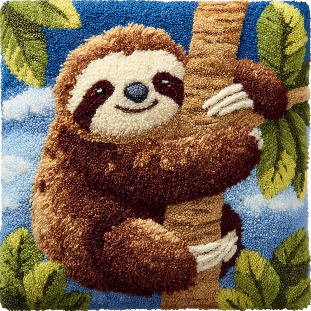Henypt Latch Hook Cushion Kits Sloth