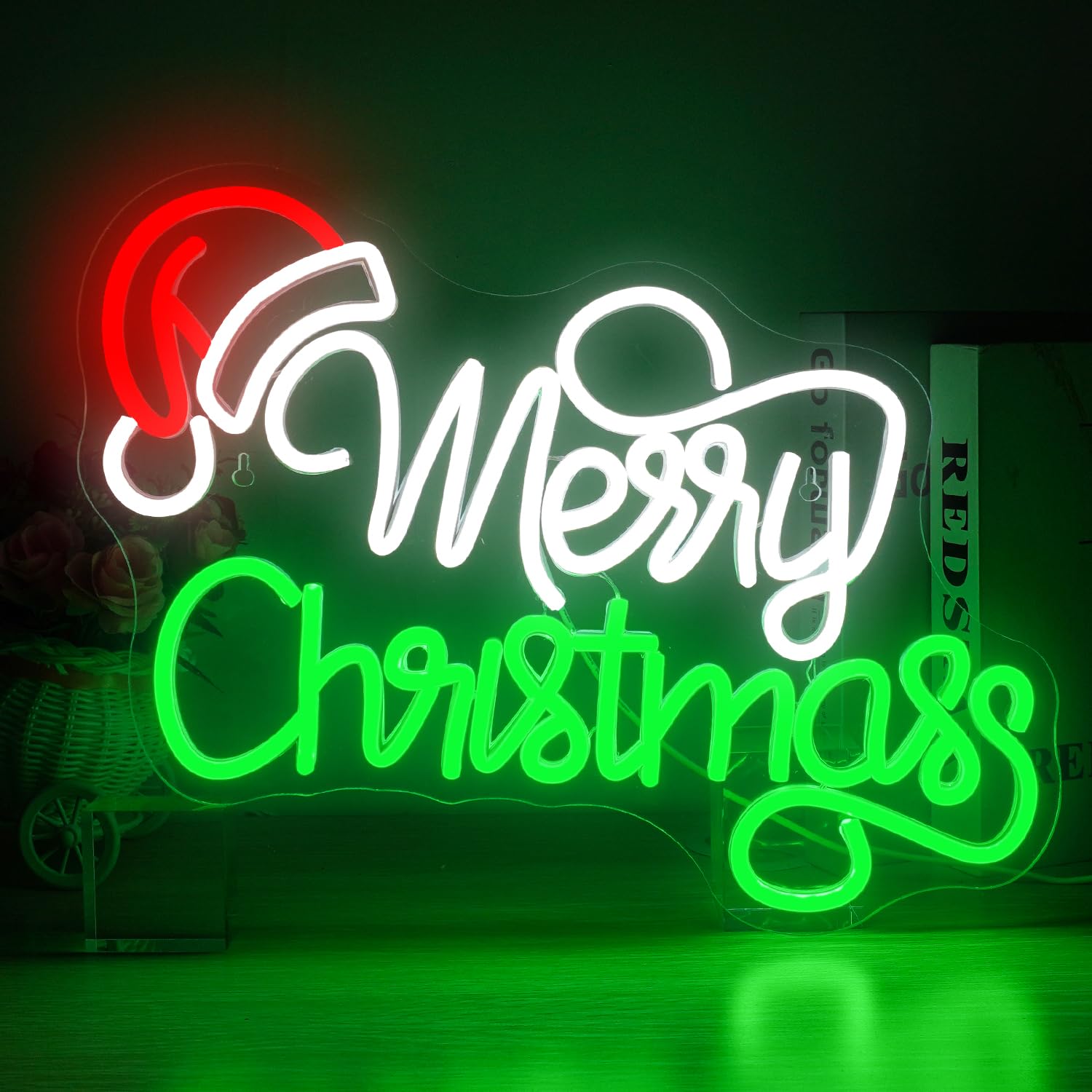 Horseneon Insegna natalizia al neon Buon Neon Sign Merry Christmas Insegna LED neon con scritta murale Decorazioni per regali di Natale festa di Natale Party di