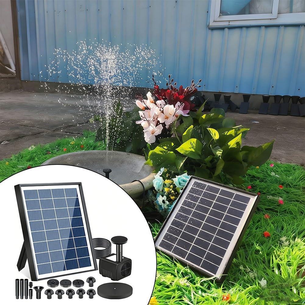 Pompa a fontana solare per esterni, per vasche da giardino per uccelli, pannello da 10 W, motore senza spazzole, altezza massima di sollevamento 2,5 m
