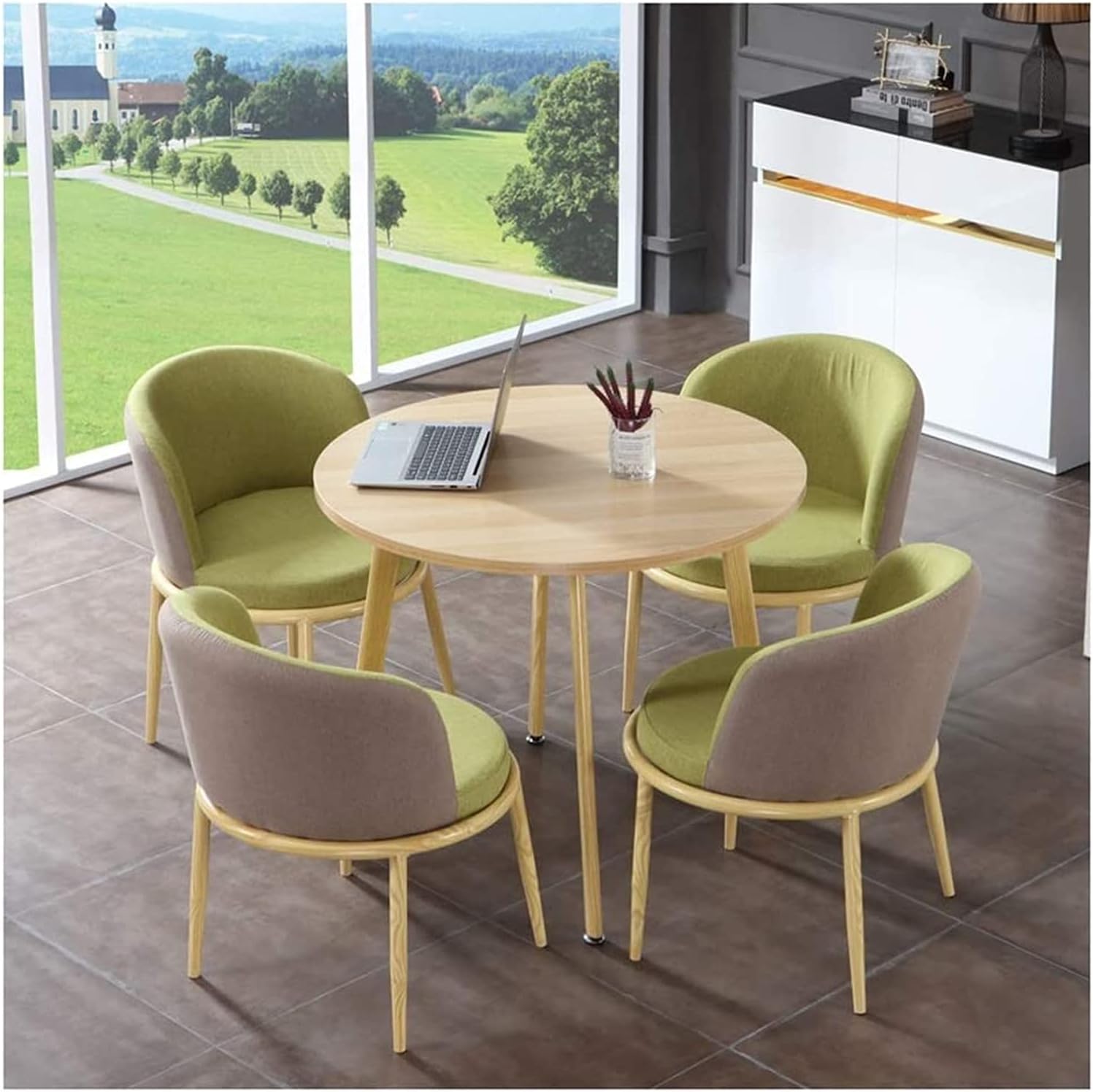 Conference Reception Room Coffee Table with Chair Simple and Casual Table and Chair Set 4 Office Reception Room Home Kitchen Cafe Hotel 1 Table and 4 Chairs Cot,Style D-One Size