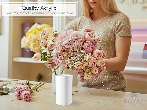 Miniatura 3 de Royal Imports Cilindros de jarrones acrílicos de flores, exhibición decorativa para centro de mesa para el hogar o la boda, plástico irrompible, 5 x