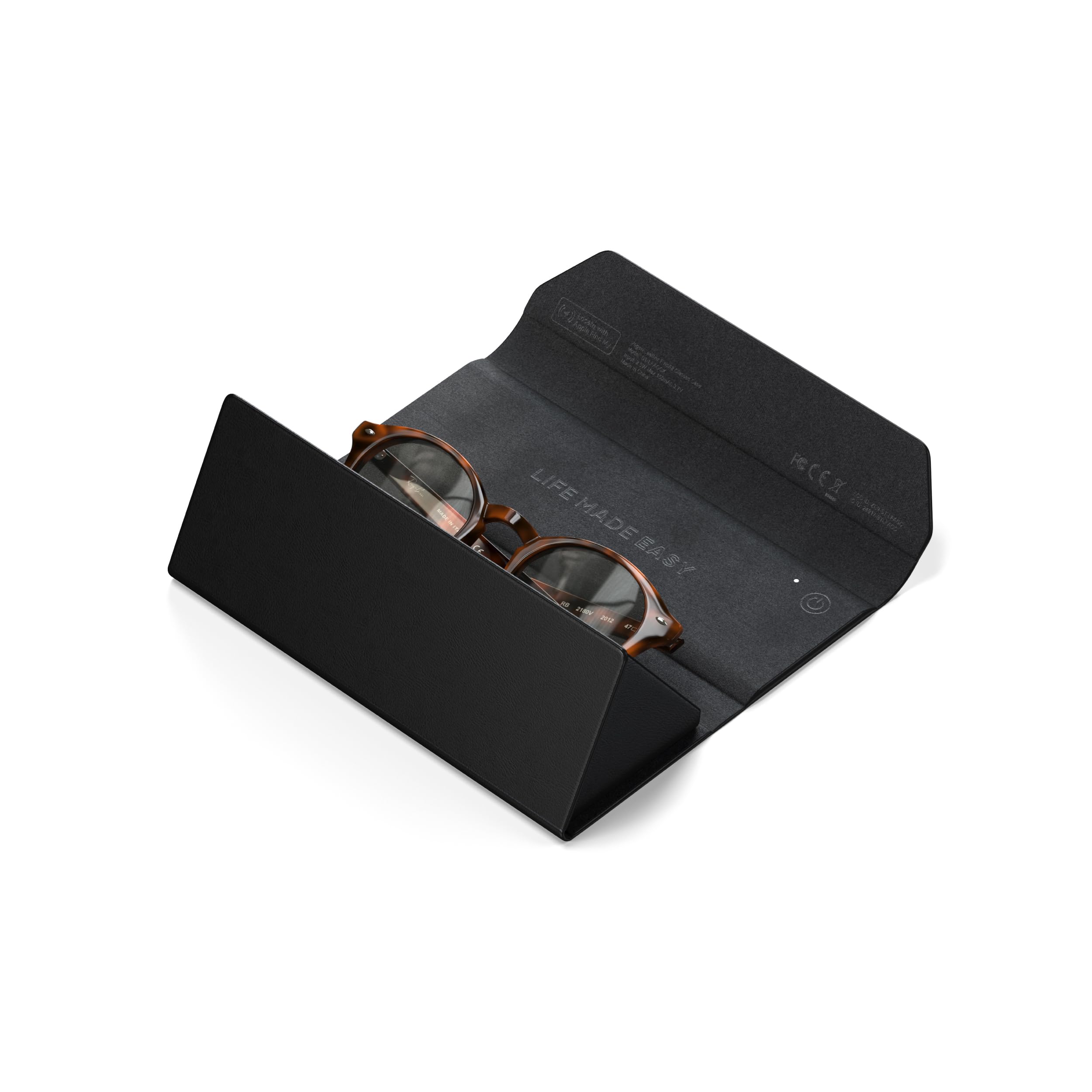 SATECHI FindAll™ faltbares Brillenetui | Apple Find My als GPS-Tracker-Alternative, kabellos aufladbar, Zurücklasswarnung und lauter Signalton