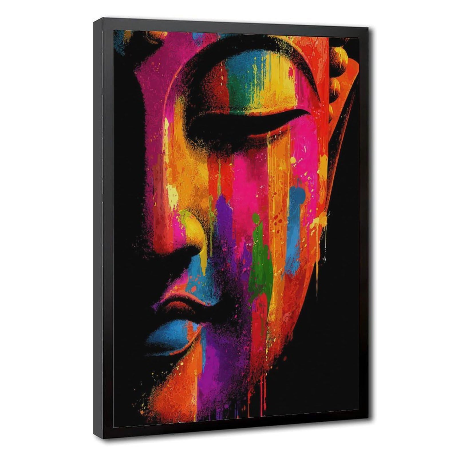 Pyberon Rainbow Buddha Statue Poster Canvas Poster Bedroom Decor Landscape Office Room Decor Gift 24" L X 36" W