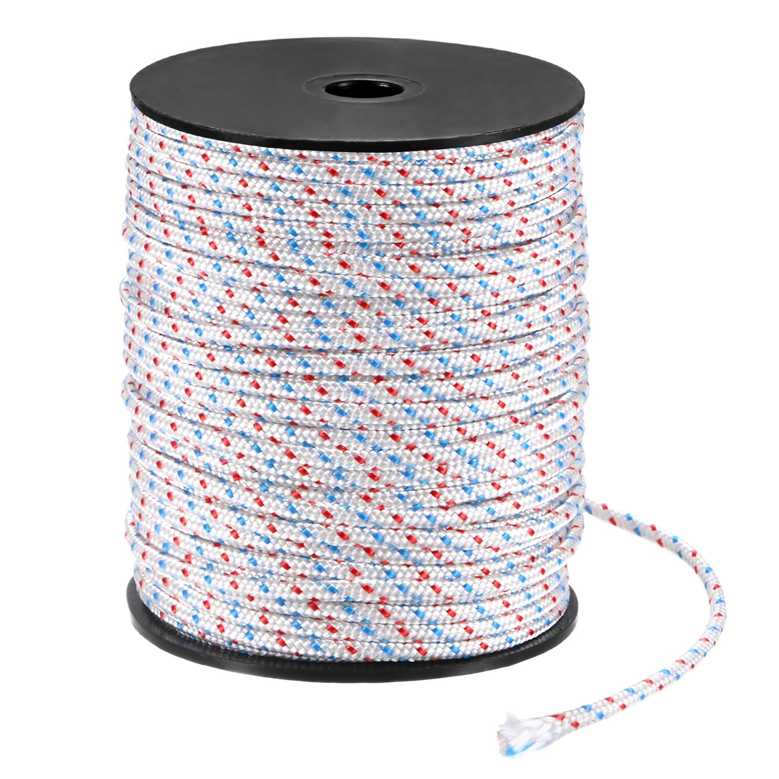 M METERXITY Recoil Starter Rope Pull Cord 3mm 50m Pull Starter Rope Nylon Pull Cord Pull Starter Rope for Mower/Chain Saw/Trimmer/Brush Cutter [White Red Blue]