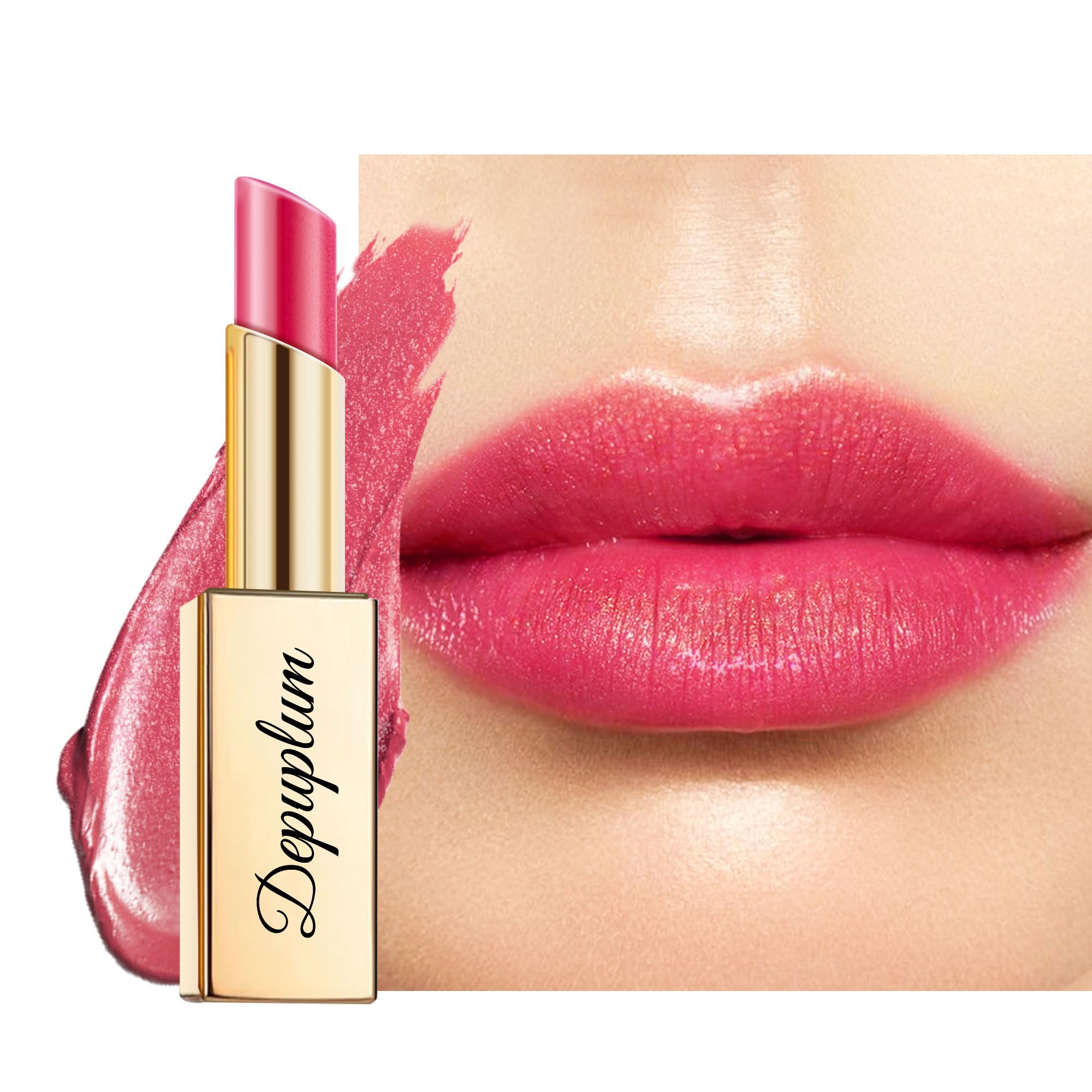 Depuplum Berry Red Lipstick Moisturizing for Women Shimmer Tinted Lip Balm Cranberry Hydrating Nourishing Lip Gloss Vegan& Cruelty Free Lip Makeup,