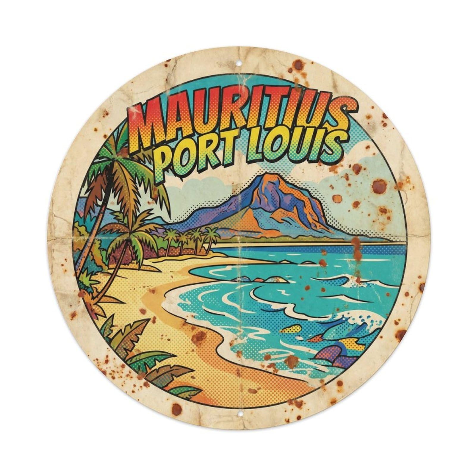 Mauritius Port Louis Beach Destination Retro Graphic Metal Tin Sign