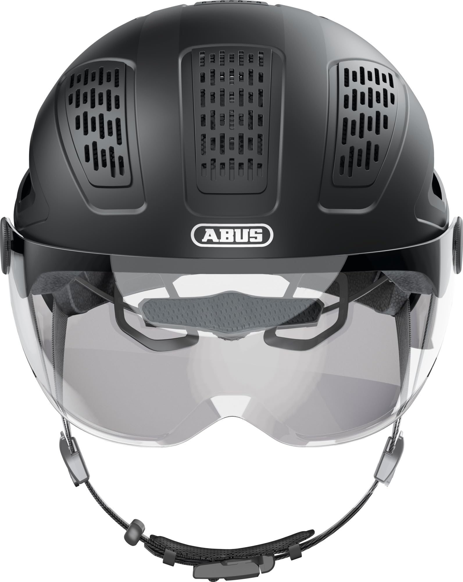 ABUS Kask miejski Hyban 2.0 ACE – kask rowerowy z wizjerem, światłem i twardą obudową ABS, dla kobiet i mężczyzn