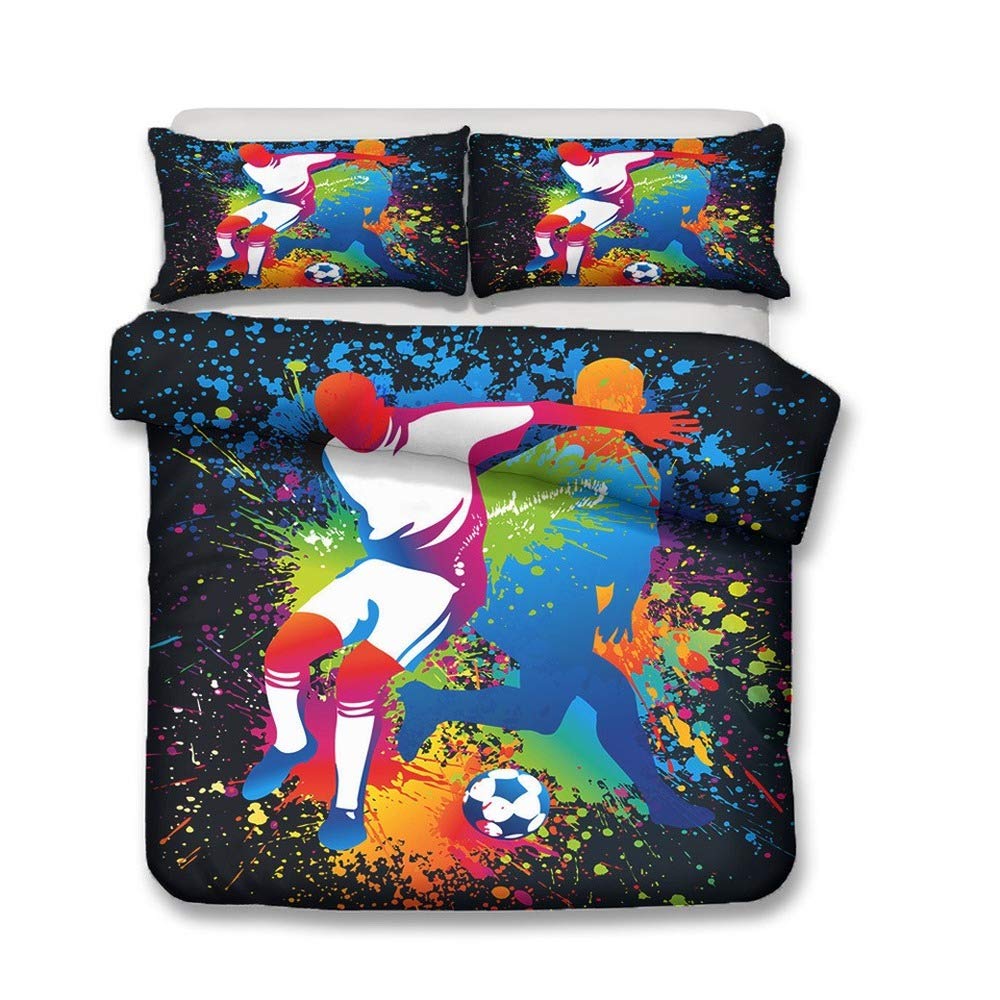 Housse de couette football 3D chaude et confortable lit enfant avec taie AC13