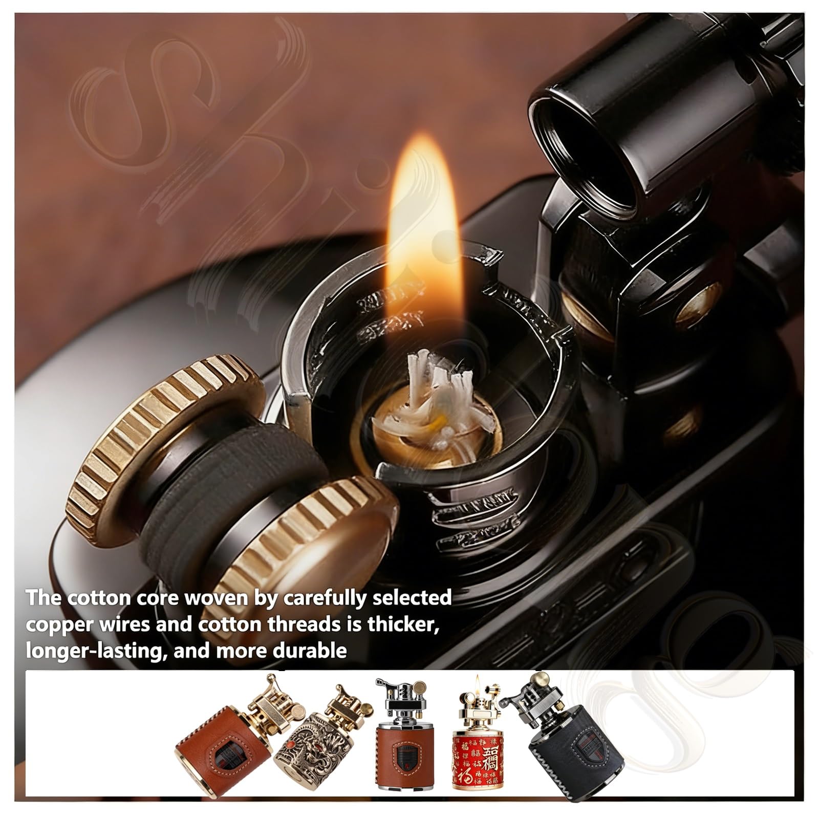 Briquet à kérosène de Bureau, Briquet en Forme de Dragon gravé en Cuir Gonflable rétro, Carburant Rechargeable, adapté à la Collection, à la décoration et aux Cadeaux(Silver)