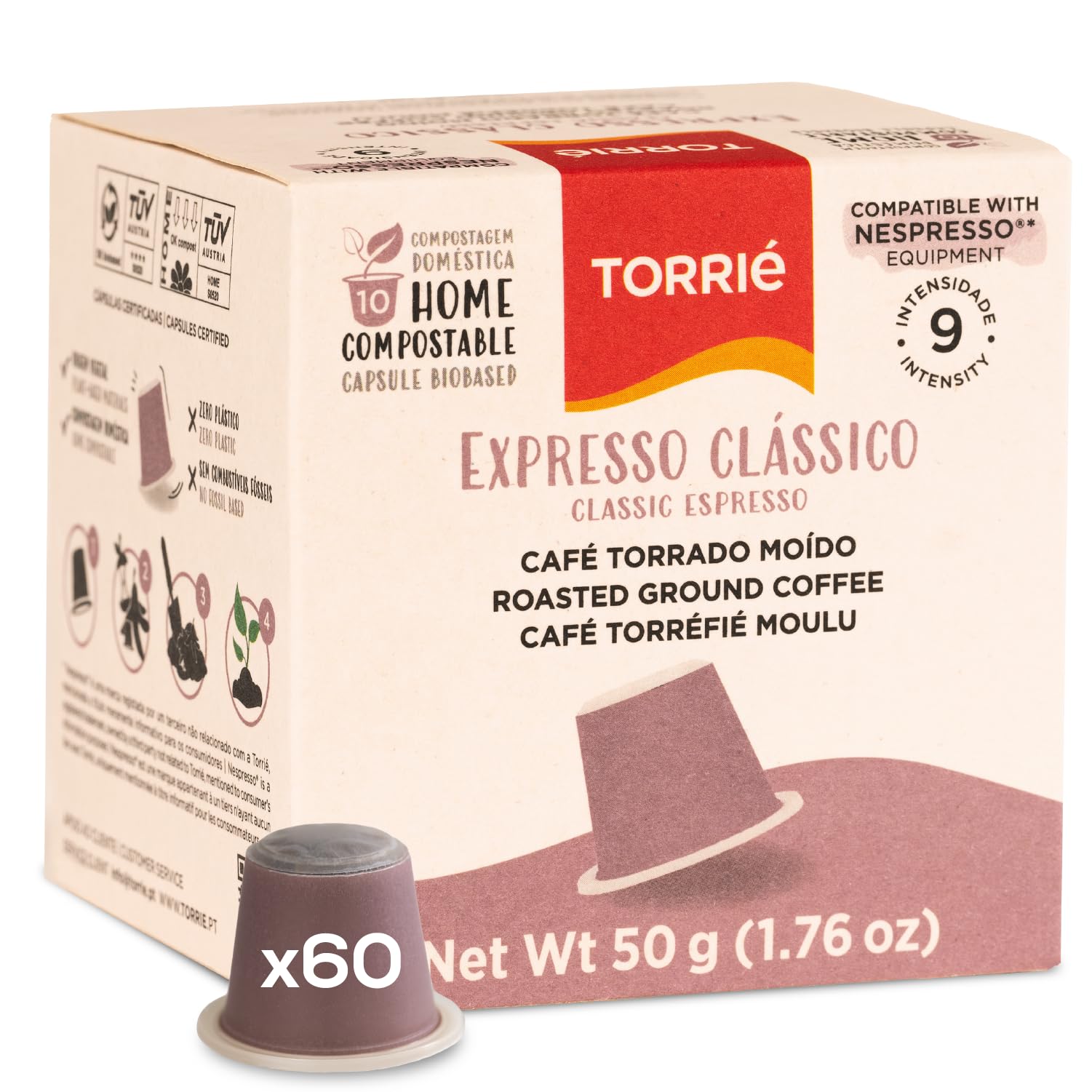 Compatible with Nespresso® Original Machines | Home Compostable Capsules | Classic Espresso (60 pods)