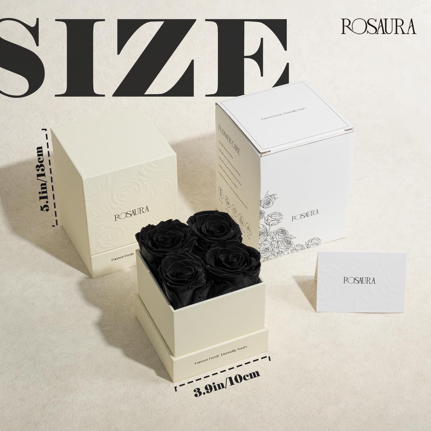 Rosaura 4-Piece Eternal Preserved Roses & Flowers Gift Box - Forever Lasting Real Roses, Preserved Flowers for Valentine's Day Black - Image 3