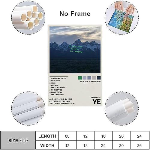 Miniatura 3 de Póster de Kanye West Ye, póster de álbum de música country pop cantante para habitación, estética, retro, lienzo, impresiones artísticas para