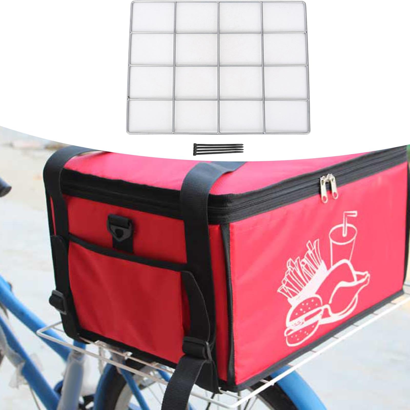 DYNWAVE Electric Bicycle Delivery Box Rack Food Box Holder Carrying Gym Bag with Accessories Food Bag Stand for Cycling Biking Riding, 45cmx35cm