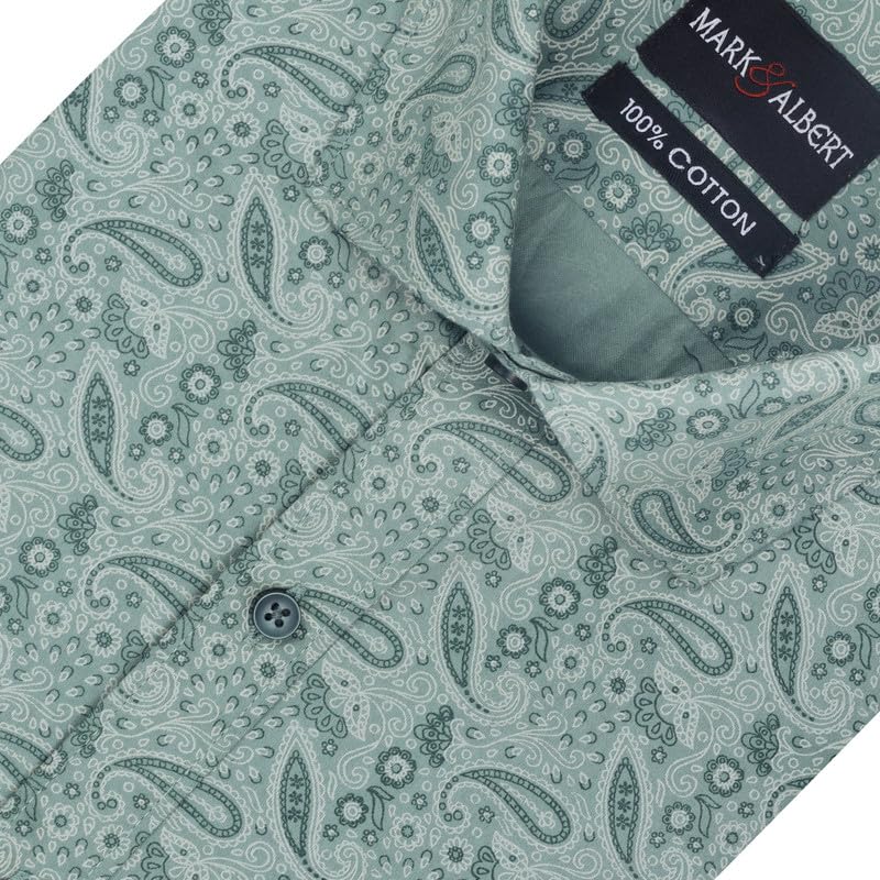 Image of MARK & ALBERT Men's 100% Cotton Printed Half Sleeves Regular Fit Shirt for Men