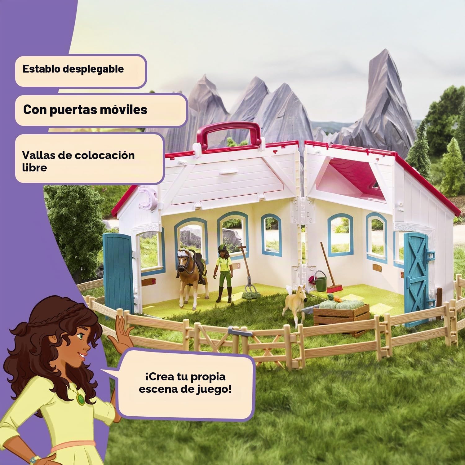 Schleich Horse Club | Establo portátil “Herradura” 42703 | 60 Piezas