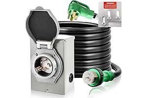 25FT Generator Cord and Power Inlet Box 50 Amp Generator Pass Through Kit