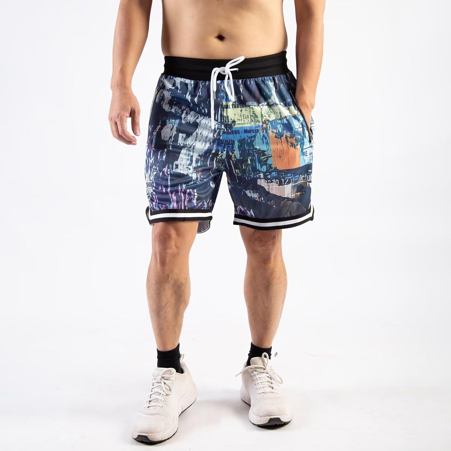 Mens Floral Print Basketball Shorts Lightweight Mesh Gym Shorts Graphic Sports Athletic Drawstring Short