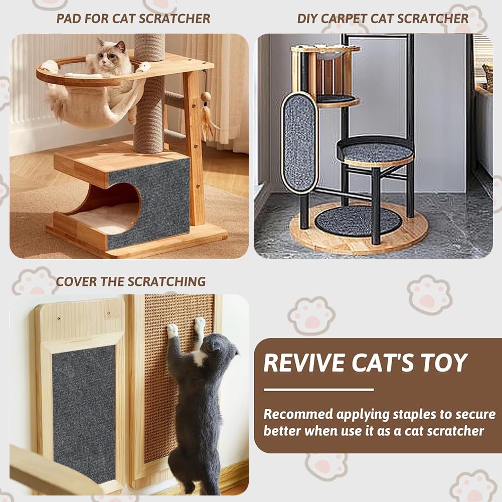 Kratzmatte Für Katzen 200x40cm - Selbstklebend Zum Schutz Von Sofa & Möbeln | Trimmbar Dunkelgrau