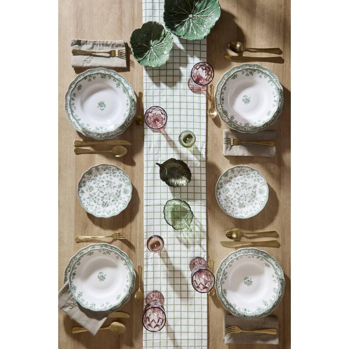 Atmosphera - Lote de 6 platos hondos con borde redondo, diámetro 22,5 cm, color verde