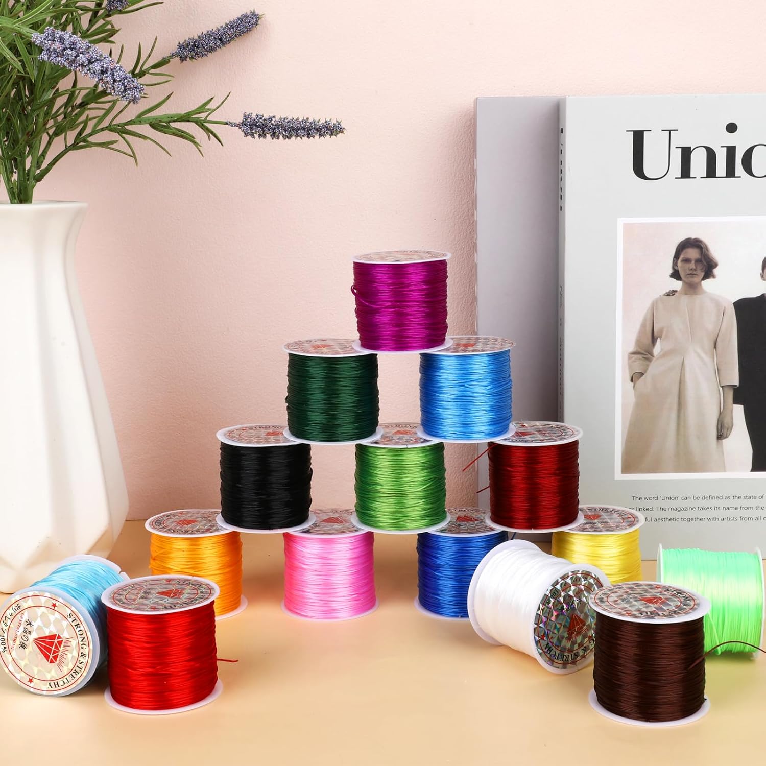 15 Rolls Elastic String for Bracelets Making,Stretchy Bracelet String Bead String Elastic Nylon Cord for Necklaces,Clay Beads,Pony Beads and Jewelry Making - Image 2