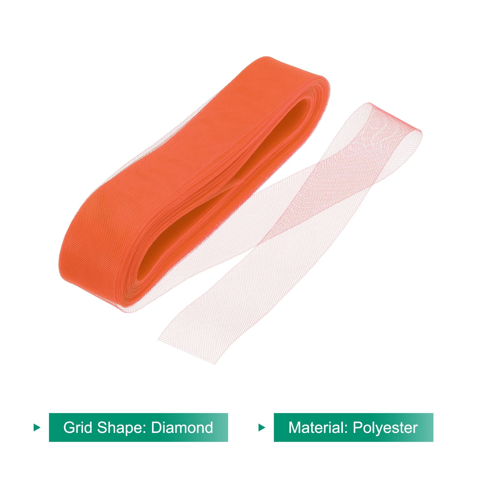 sourcing map Treccia rigida in crine di cavallo, 50 metri, larga 5 cm, per disossare abiti da sposa, abiti da ballo, accessori per abiti formali, arancione fluorescente