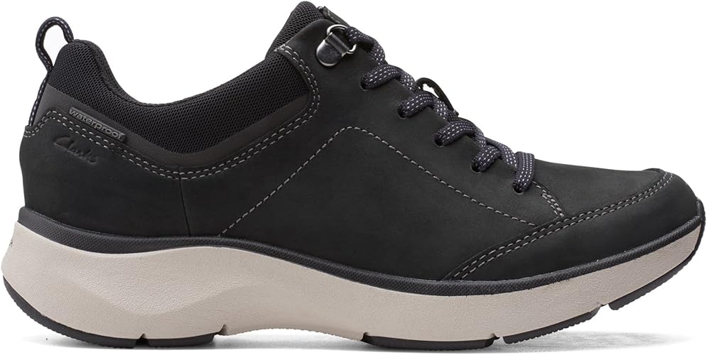 Clarks 523814D Wave 2 LACE TEX Black Nubuck Womens Walking