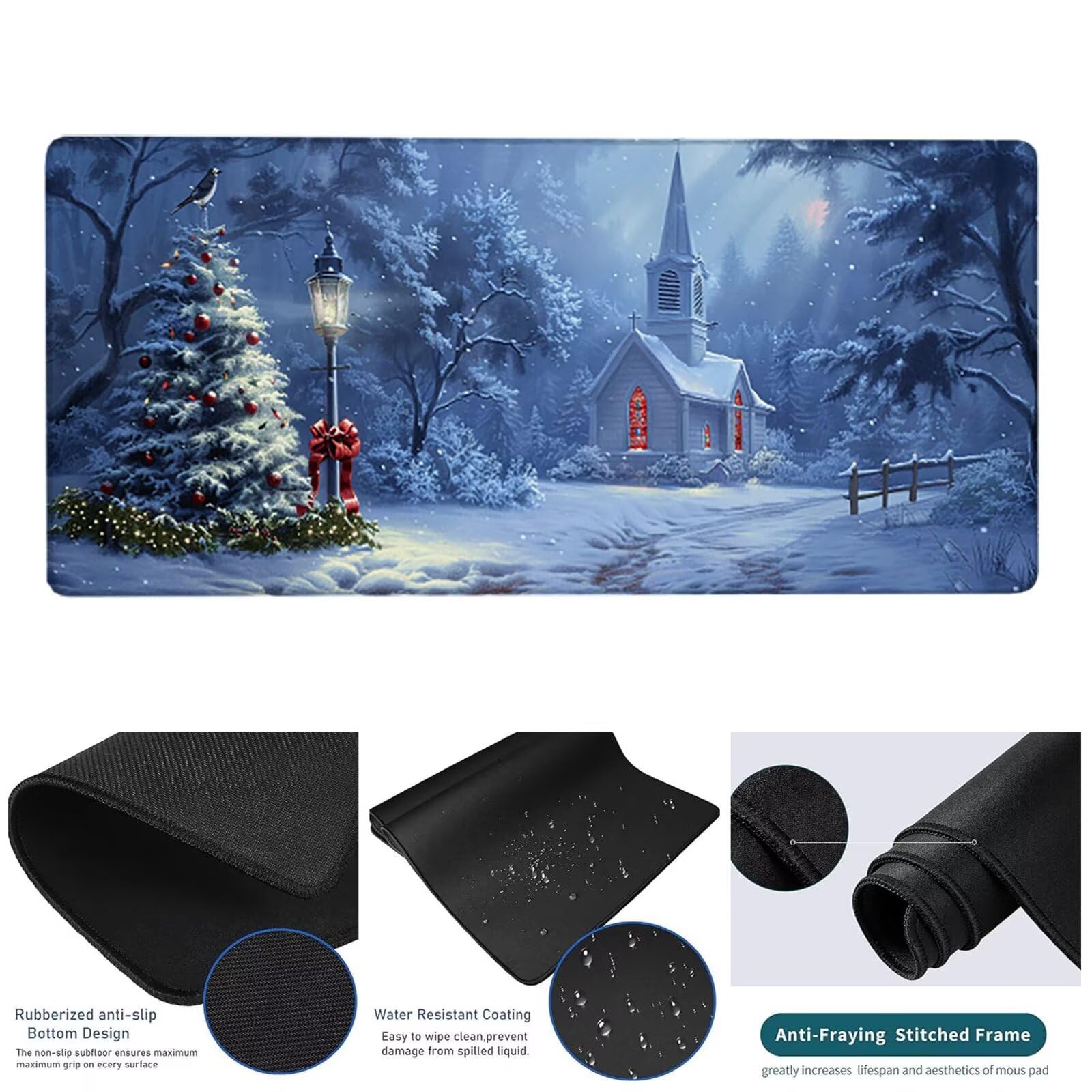 Tappetino Mouse Grigio Tappetino Mouse Grande Inverno Esteso Gaming Mousepad XXL 1500x800x3 mm, Base in Gomma Impermeabile e Antiscivolo Sottomano Scrivania per Gaming, Laptop, Accessori Scrivania 8-H