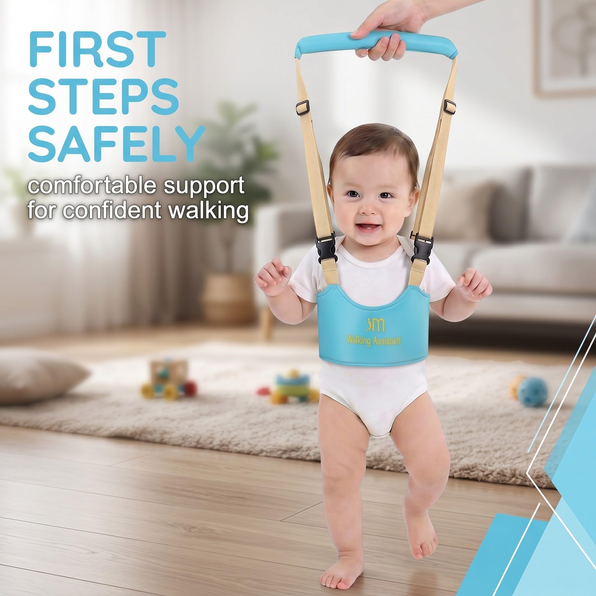 Arnes Bebe para Caminar, Arnés de Seguridad Ajustable y Transpirable para Primeros Pasos, Asistente de Caminata Infantil con Hebilla de Seguridad para Bebés de 7-24 Meses