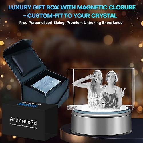 Miniatura 6 de Regalos de foto 3D de cristal personalizados con láser grabados en 3D, marcos de foto personalizados de cristal para aniversario, cumpleaños, boda,
