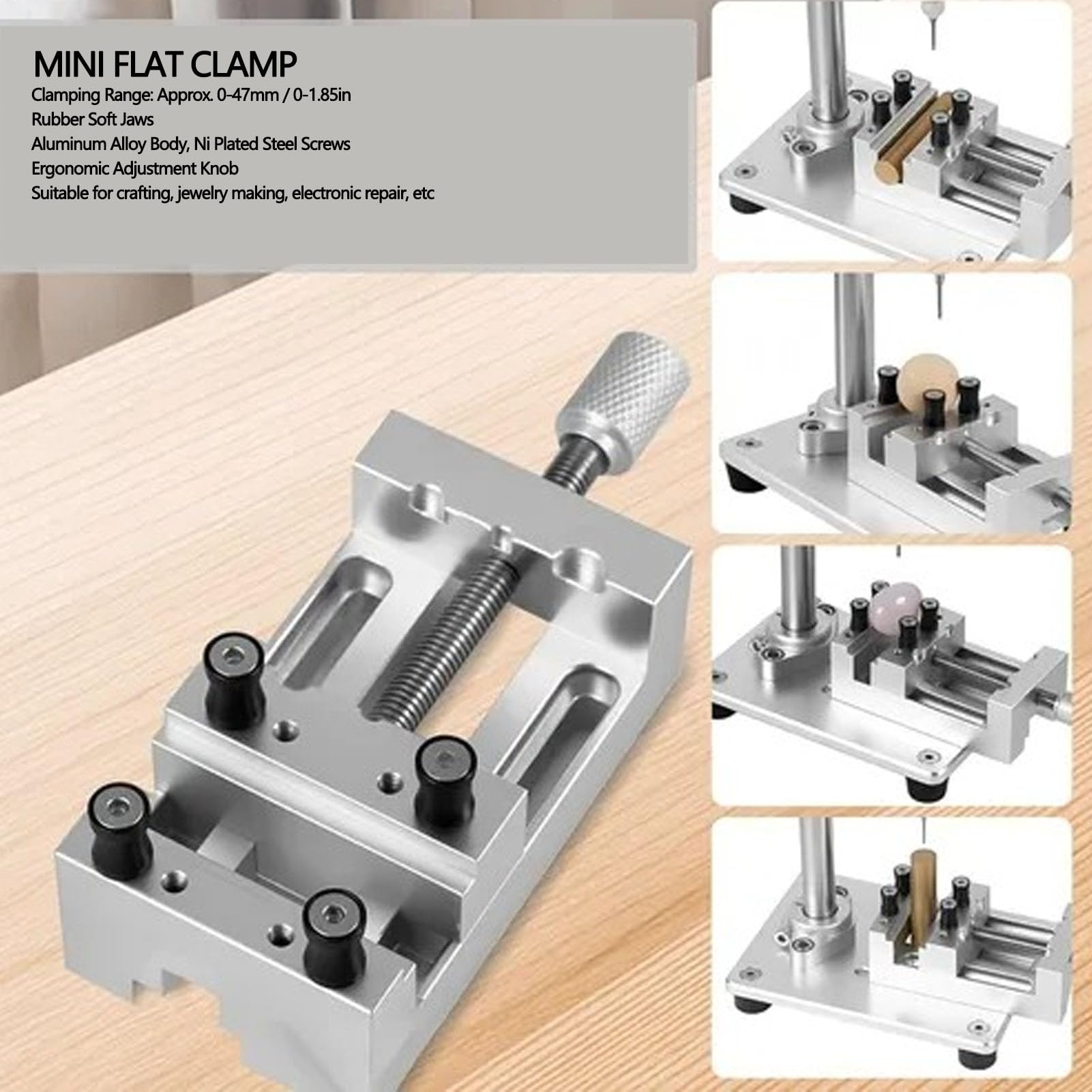 Generic Mini étau de Précision à Pince Plate pour la Fabrication de Bijoux et L'artisanat de Modèles, Plage de 0 à 47 Mm, avec Mâchoires Souples en Caoutchouc pour les Amateurs et les Professionnels