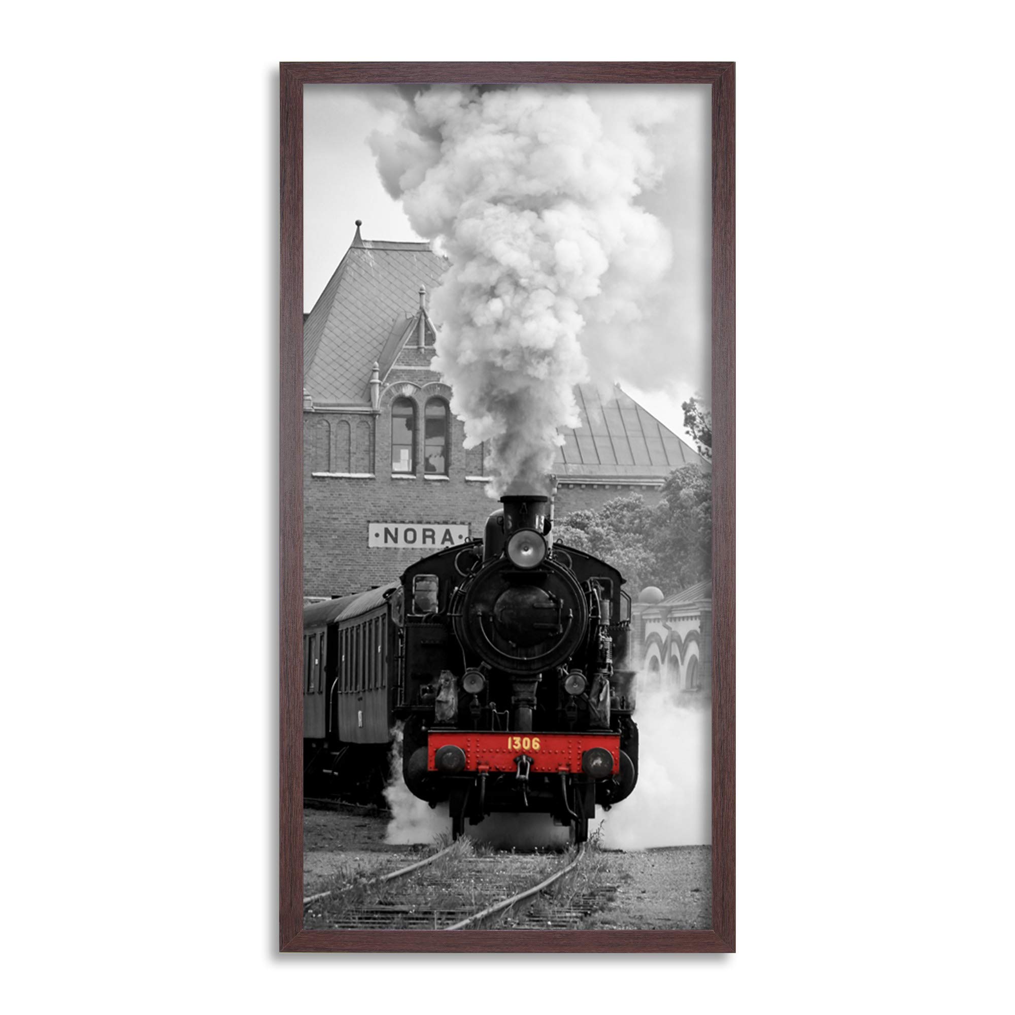 Wee Blue Coo Old Steam Train Engine Long Panel Framed Wall Art Print
